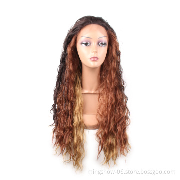 Free Shipping 26" Water Wave Lace Front Wig Synthetic Hair Long Natural Wavy Hair Soft Glueless Wigs